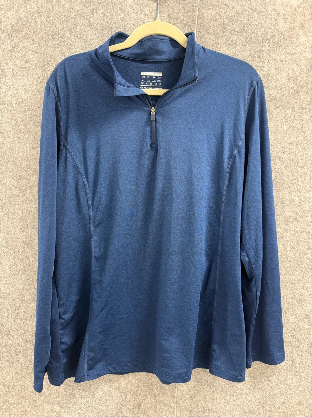 Long-Sleeve Quarter Zip Top - Navy Blue - Womens XL
